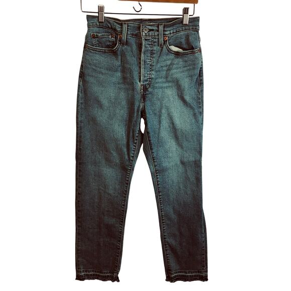 Levi's Jeans Wedgie Straight Button Fly Denim Raw Hem Women's Size 28 - Picture 1 of 8